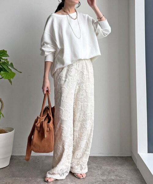 DouDou（ドゥドゥ）の「【セットアップ可能】メッシュレースパンツ（その他パンツ・レディース・オフホワイト/ブラック・TM/FREE）」の5枚目の写真