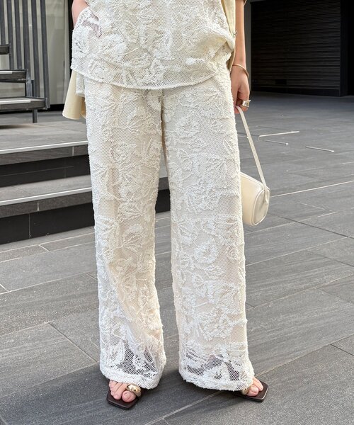 DouDou（ドゥドゥ）の「【セットアップ可能】メッシュレースパンツ（その他パンツ・レディース・オフホワイト/ブラック・TM/FREE）」の9枚目の写真