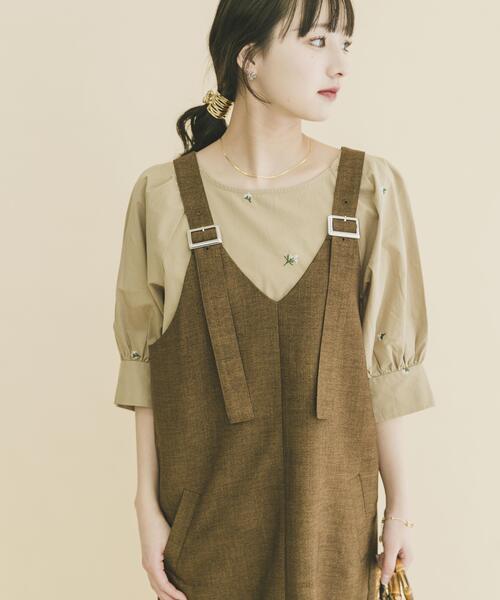 ITEMS URBANRESEARCH（アイテムズ アーバンリサーチ）の「タックスリーブ刺シュウブラウス（シャツ/ブラウス・レディース・ブラック/ベージュ・FREE）」の12枚目の写真