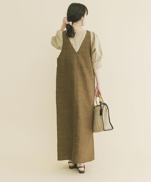 ITEMS URBANRESEARCH（アイテムズ アーバンリサーチ）の「タックスリーブ刺シュウブラウス（シャツ/ブラウス・レディース・ブラック/ベージュ・FREE）」の17枚目の写真
