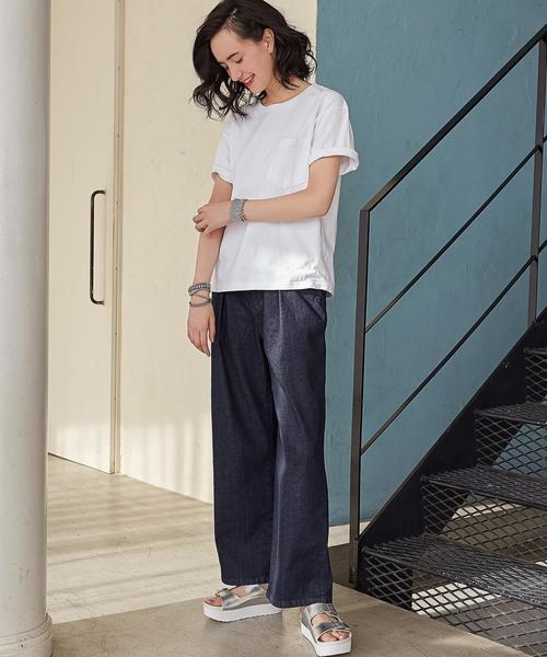 green label relaxing（グリーンレーベルリラクシング）の「CB INDIGOインタック テーパード パンツ◆（デニムパンツ・レディース・ライトブルー/ネイビー・38/40/36）」の11枚目の写真