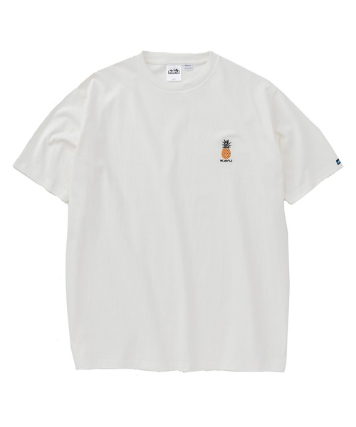 KAVU(カブー)の「KAVU/カブー OP Pineapple Tee/ワンポイントパイナップルTシャツ(Tシャツ/カットソー・メンズ・ホワイト/グレー・MEDIUM/LARGE/X-LARGE)」の2枚目の写真