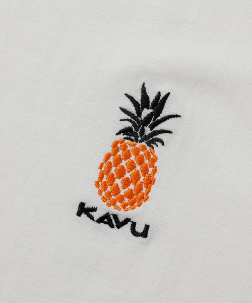 KAVU(カブー)の「KAVU/カブー OP Pineapple Tee/ワンポイントパイナップルTシャツ(Tシャツ/カットソー・メンズ・ホワイト/グレー・MEDIUM/LARGE/X-LARGE)」の4枚目の写真
