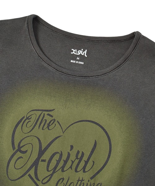 X-girl（エックスガール）の「FADED HEART SPRAY LOGO S/S BABY TEE（Tシャツ/カットソー・レディース・オフホワイト/ブラック/カモフラージュ・ONE SIZE）」の13枚目の写真