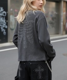 A'gem（エージェム）の「A'GEM/9 × .kom 『A'gem/エージェム』Bone Print Henley Neck Long Sleeve/ボーンプリントヘンリーネックロングスリーブ（Tシャツ/カットソー）」