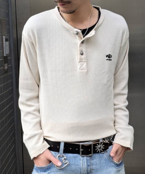 A'gem(エージェム)の「A'GEM/9 × .kom 『A'gem/エージェム』Bone Print Henley Neck Long Sleeve/ボーンプリントヘンリーネックロングスリーブ(Tシャツ/カットソー・メンズ・アイボリー/チャコールグレー・FREE)」の12枚目の写真