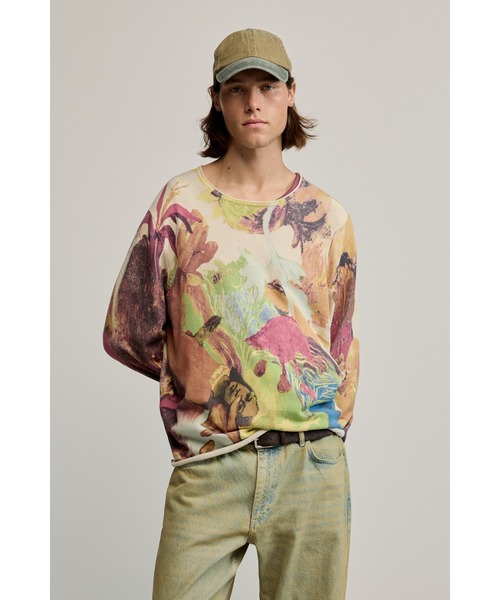 Desigual(デシグアル)の「アート プリント ニット セーター /ゴーギャン柄セーター(ニット/セーター・メンズ・ホワイト・L/M/S/XL)」の2枚目の写真