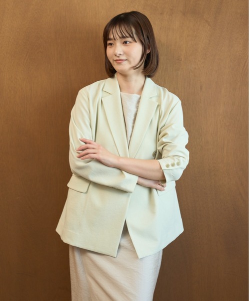 emmi(エミ)の「リラックスダブルブレストジャケット【セットアップ対応】(テーラードジャケット・レディース・チャコールグレー/ライム・1/0)」の19枚目の写真