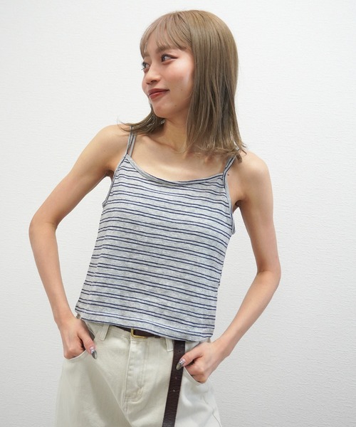 gossara(ゴサラ)の「【嬉しいセットアイテム】ボーダーキャミ付きカーディガン(カーディガン/ボレロ・レディース・オフホワイト/グレー/ネイビー・FREE)」の10枚目の写真