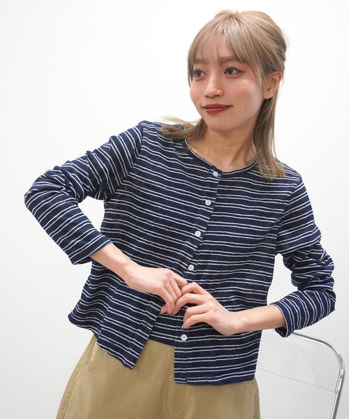 gossara(ゴサラ)の「【嬉しいセットアイテム】ボーダーキャミ付きカーディガン(カーディガン/ボレロ・レディース・オフホワイト/グレー/ネイビー・FREE)」の11枚目の写真