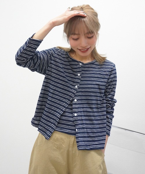 gossara(ゴサラ)の「【嬉しいセットアイテム】ボーダーキャミ付きカーディガン(カーディガン/ボレロ・レディース・オフホワイト/グレー/ネイビー・FREE)」の12枚目の写真