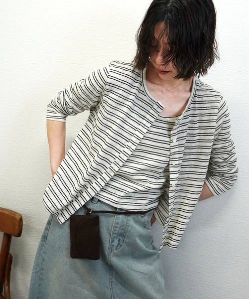 gossara(ゴサラ)の「【嬉しいセットアイテム】ボーダーキャミ付きカーディガン(カーディガン/ボレロ・レディース・オフホワイト/グレー/ネイビー・FREE)」の21枚目の写真