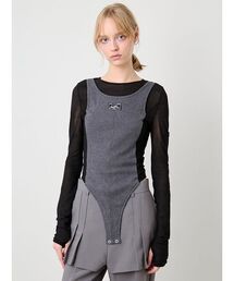 V Neck Sheer Bodysuit/Vネックシアーボディスーツ（Tシャツ