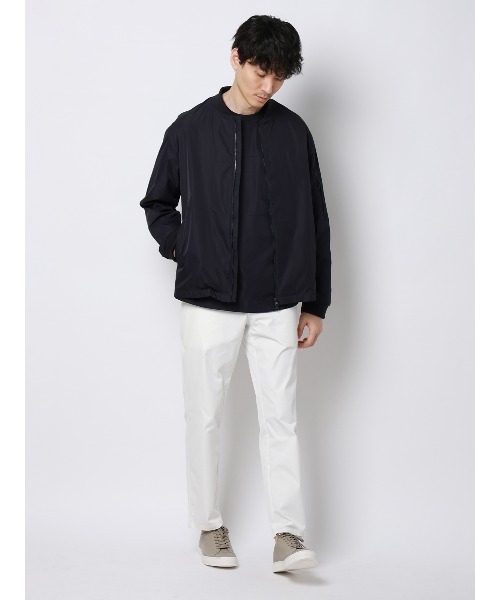 SUIT SQUARE（スーツスクエア）の「FLAT アウター MA-1 ウォッシャブル ストレッチ 速乾 シルキーツイル 無地（MA-1・メンズ・ネイビー・L/M）」の2枚目の写真