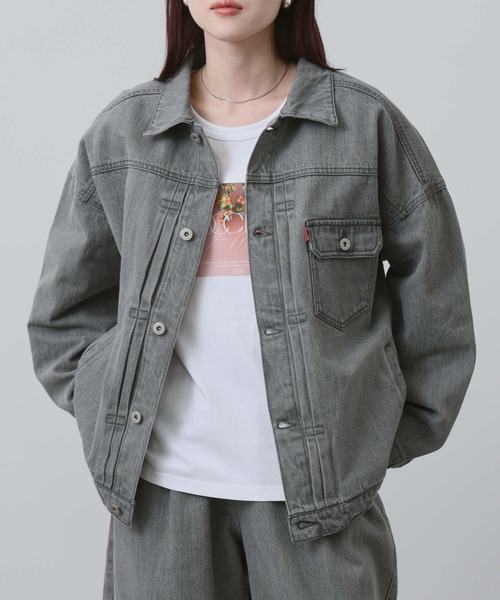 NAVY】11ozコットンデニム ビッグシルエットジャケット（デニム