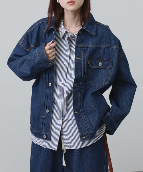 セール】【NAVY】11ozコットンデニム ビッグシルエットジャケット