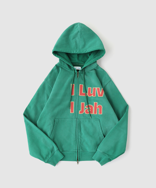 WOKE EDGE(ウォークエッジ)の「WOKE EDGE / ウォークエッジ I LUV I JAH ZIP HOODIE(パーカー・メンズ・ブラック/グリーン・LARGE/MEDIUM)」の1枚目の写真