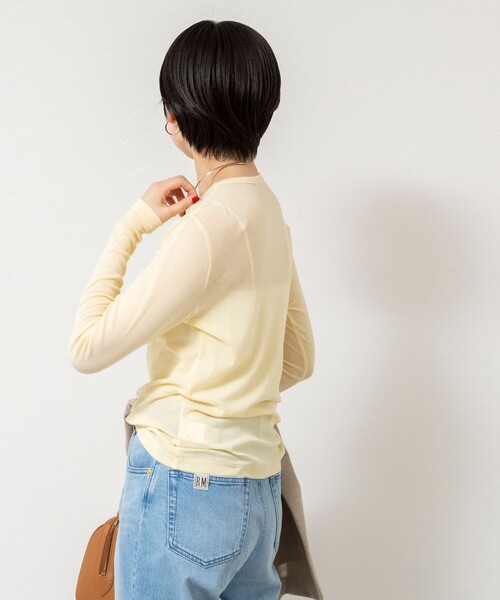 NOLLEY’S Sophi（ノーリーズソフィ）の「ウォッシャブルorganicコットンシアーテレコロンＴ（Tシャツ/カットソー・レディース・ダークブラウン/オフホワイト/イエロー・38）」の21枚目の写真