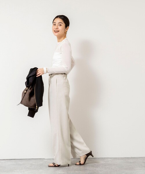 NOLLEY’S Sophi（ノーリーズソフィ）の「ウォッシャブルorganicコットンシアーテレコロンＴ（Tシャツ/カットソー・レディース・ダークブラウン/オフホワイト/イエロー・38）」の19枚目の写真