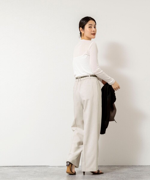 NOLLEY’S Sophi（ノーリーズソフィ）の「ウォッシャブルorganicコットンシアーテレコロンＴ（Tシャツ/カットソー・レディース・ダークブラウン/オフホワイト/イエロー・38）」の18枚目の写真