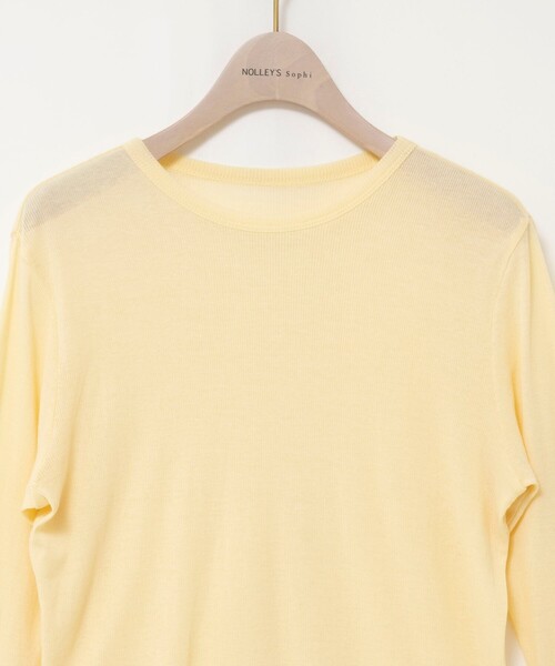 NOLLEY’S Sophi（ノーリーズソフィ）の「ウォッシャブルorganicコットンシアーテレコロンＴ（Tシャツ/カットソー・レディース・ダークブラウン/オフホワイト/イエロー・38）」の12枚目の写真
