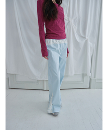 MUWM（ムオン）の「フレアレースストレッチパンツ (アイスブルー)（その他パンツ）」