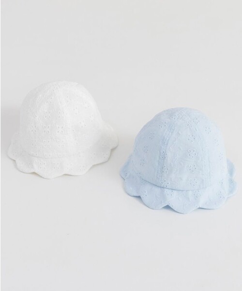 BRANSHES（ブランシェス）の「【ベビー】カットワークレースハット（その他ベビー用品・キッズ・サックスブルー/オフホワイト・48cm）」の10枚目の写真