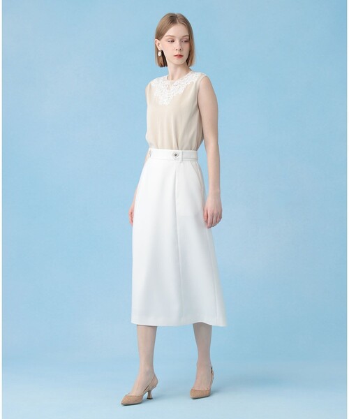 ANAYI（アナイ）の「レースラインコットンナイロンクループルオーバー（ニット/セーター・レディース・ブラック/ベージュ系その他/ホワイト・38）」の10枚目の写真