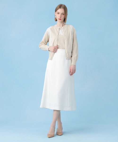 ANAYI（アナイ）の「レースラインコットンナイロンクループルオーバー（ニット/セーター・レディース・ブラック/ベージュ系その他/ホワイト・38）」の9枚目の写真