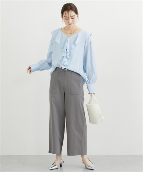 nissen（ニッセン）の「ベイカーワイドパンツ（その他パンツ・レディース・グレー/ベージュ・M/L/LL）」の3枚目の写真