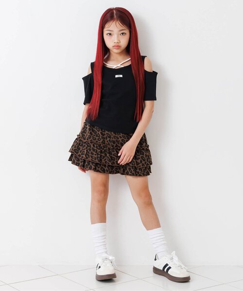 algy（アルジー）の「バックロゴフリルスカパン（スカート・キッズ・インディゴブルー/ブラウン/カーキ・150/140/130/120/160）」の4枚目の写真