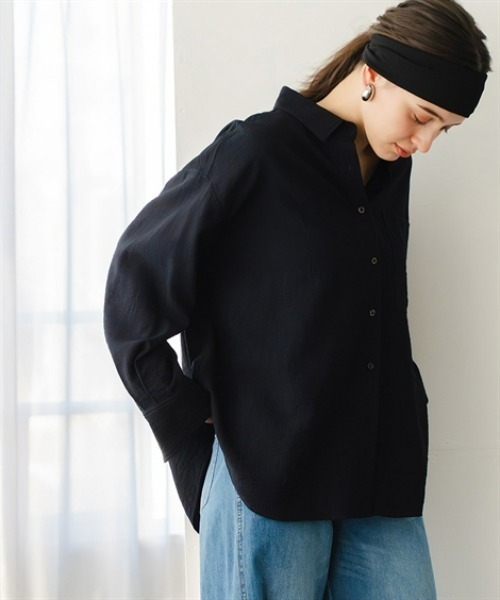 Maison INNESS（メゾンアイネス）の「ニュアンスエアリードビーオーバーサイズシャツ（シャツ/ブラウス・レディース・ネイビー・5L～6L/3L～4L/L～LL/S～Ｍ）」の11枚目の写真
