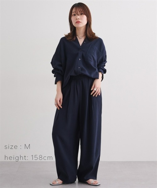 Maison INNESS（メゾンアイネス）の「ニュアンスエアリードビーオーバーサイズシャツ（シャツ/ブラウス・レディース・ネイビー・5L～6L/3L～4L/L～LL/S～Ｍ）」の13枚目の写真
