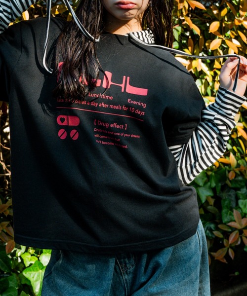 FLUKE HOLIC（フロックホリック）の「Prescription logo TEE（Tシャツ/カットソー・レディース・ブラック/レッド/ネイビー・LARGE/SMALL/MEDIUM）」の16枚目の写真