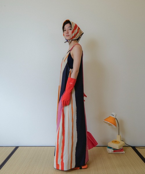 PAMM(パム)の「知性のストライプキャミワンピース(ワンピース・レディース・オレンジ系/ライトグリーン・2/1)」の6枚目の写真
