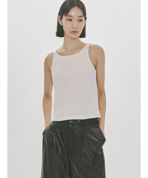 MIDIUMISOLID(ミディウミソリッド)の「MIDIUMISOLID for Ladies フィットリブタンクトップ(Tシャツ/カットソー・レディース・オフホワイト/ライトグレー/ブラック・FREE)」の1枚目の写真