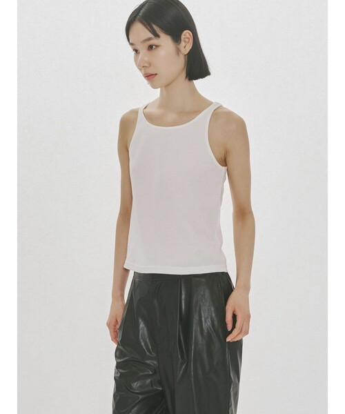 MIDIUMISOLID(ミディウミソリッド)の「MIDIUMISOLID for Ladies フィットリブタンクトップ(Tシャツ/カットソー・レディース・オフホワイト/ライトグレー/ブラック・FREE)」の10枚目の写真