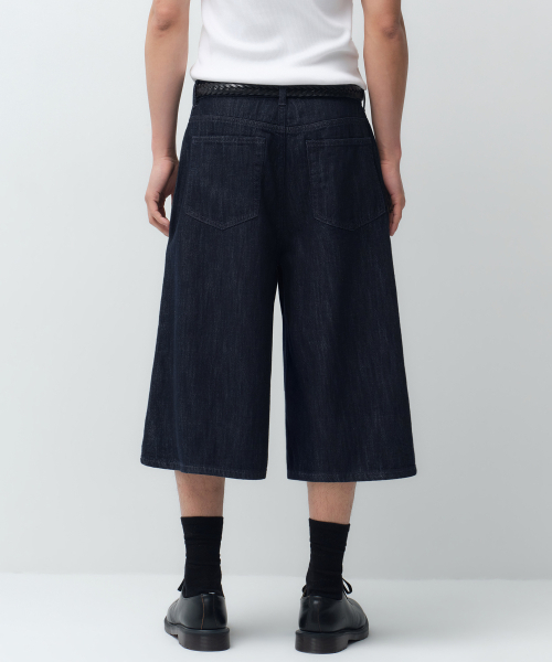 MUSINSA STANDARD（ムシンサスタンダード）の「リネンライクロングバミューダデニムパンツ[ディープインディゴ]（デニムパンツ・メンズ・その他・26/27/28/29/30/31/32/33/34/36/38/40/42）」の3枚目の写真