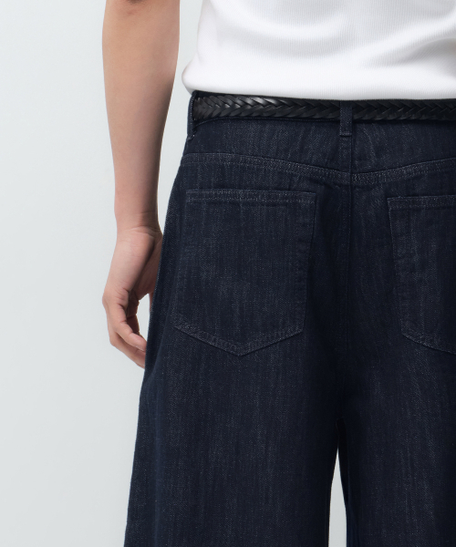 MUSINSA STANDARD（ムシンサスタンダード）の「リネンライクロングバミューダデニムパンツ[ディープインディゴ]（デニムパンツ・メンズ・その他・26/27/28/29/30/31/32/33/34/36/38/40/42）」の6枚目の写真