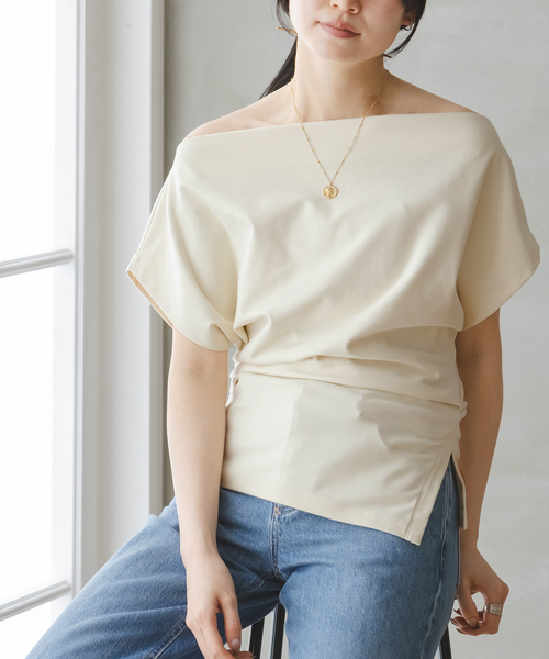 【未使用】NOBLE オフショルダー ホワイトトップス NOBLE別注カラー》CLOSED/クローズド Off Shoulder top（Tシャツ