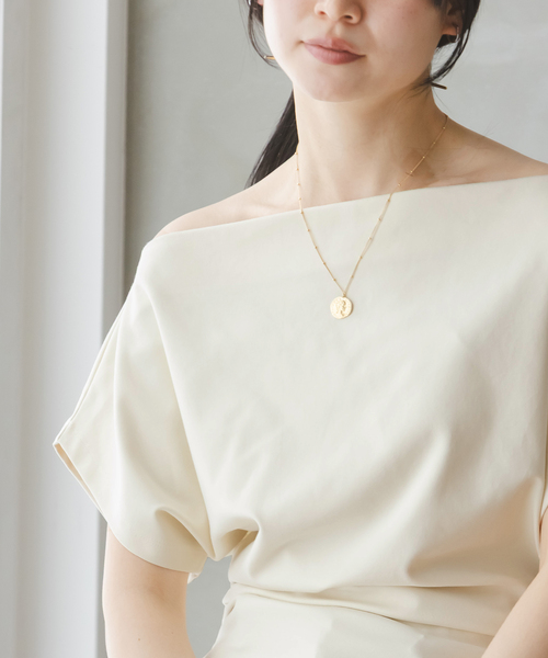 CLOSED(クローズド)の「《NOBLE別注カラー》CLOSED/クローズド Off Shoulder top(Tシャツ/カットソー・レディース・アイボリー/ブラウン・SMALL)」の4枚目の写真