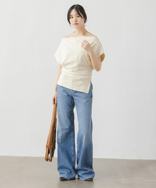 CLOSED(クローズド)の「《NOBLE別注カラー》CLOSED/クローズド Off Shoulder top(Tシャツ/カットソー・レディース・アイボリー/ブラウン・SMALL)」の6枚目の写真