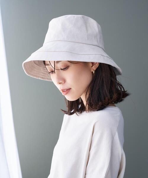 UNTITLED(アンタイトル)の「【遮熱/UV】リネンブレンドつば広HAT(ハット・レディース・オフホワイト/ブラック・99)」の3枚目の写真