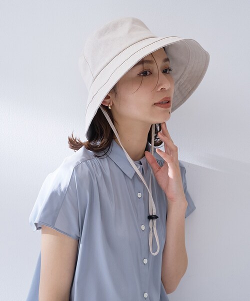 UNTITLED(アンタイトル)の「【遮熱/UV】リネンブレンドつば広HAT(ハット・レディース・オフホワイト/ブラック・99)」の12枚目の写真