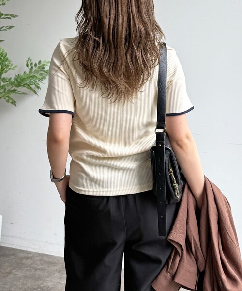 U.S. POLO ASSN.(ユーエスポロアッスン)の「クルーネック半袖リブT(Tシャツ/カットソー・レディース・アイボリー/ブラック/ホワイト系その他/ネイビー・FREE)」の12枚目の写真