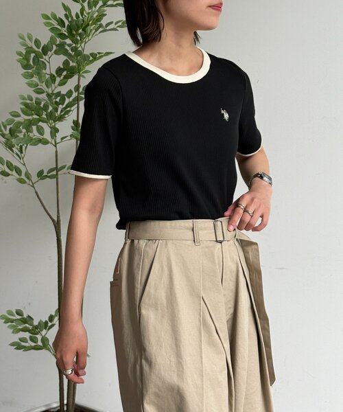 U.S. POLO ASSN.(ユーエスポロアッスン)の「クルーネック半袖リブT(Tシャツ/カットソー・レディース・アイボリー/ブラック/ホワイト系その他/ネイビー・FREE)」の18枚目の写真