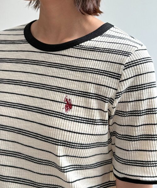 U.S. POLO ASSN.(ユーエスポロアッスン)の「クルーネック半袖リブT(Tシャツ/カットソー・レディース・アイボリー/ブラック/ホワイト系その他/ネイビー・FREE)」の8枚目の写真