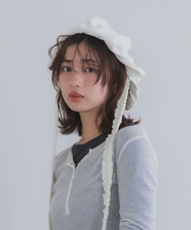 polcadot | ナチュラルリボンベレー帽 / バブーシュカ風・接触冷感・サイズ調整可能・2WAY(ハンチング/ベレー帽)