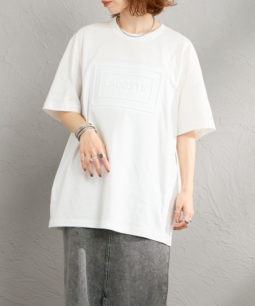 LACOSTE（ラコステ）の「[LACOSTE/ラコステ] エンボスロゴ ショートスリーブTシャツ（Tシャツ/カットソー・レディース・ホワイト/ネイビー・L/M/S）」の15枚目の写真