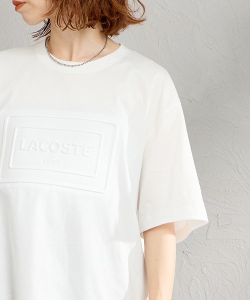 LACOSTE（ラコステ）の「[LACOSTE/ラコステ] エンボスロゴ ショートスリーブTシャツ（Tシャツ/カットソー・レディース・ホワイト/ネイビー・L/M/S）」の18枚目の写真